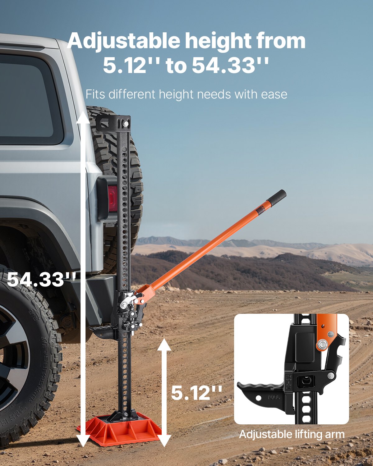 Farm Jack With Base, 60" Utility High Lift Farm Jack, 3.18 Ton (7, 000 Lbs) Capacity Ratcheting Off Road Utility Jacks, Heavy-Duty Lift Jacks With 5.12"-54.33" Lifting Range For Tractor, Truck — imagen 3