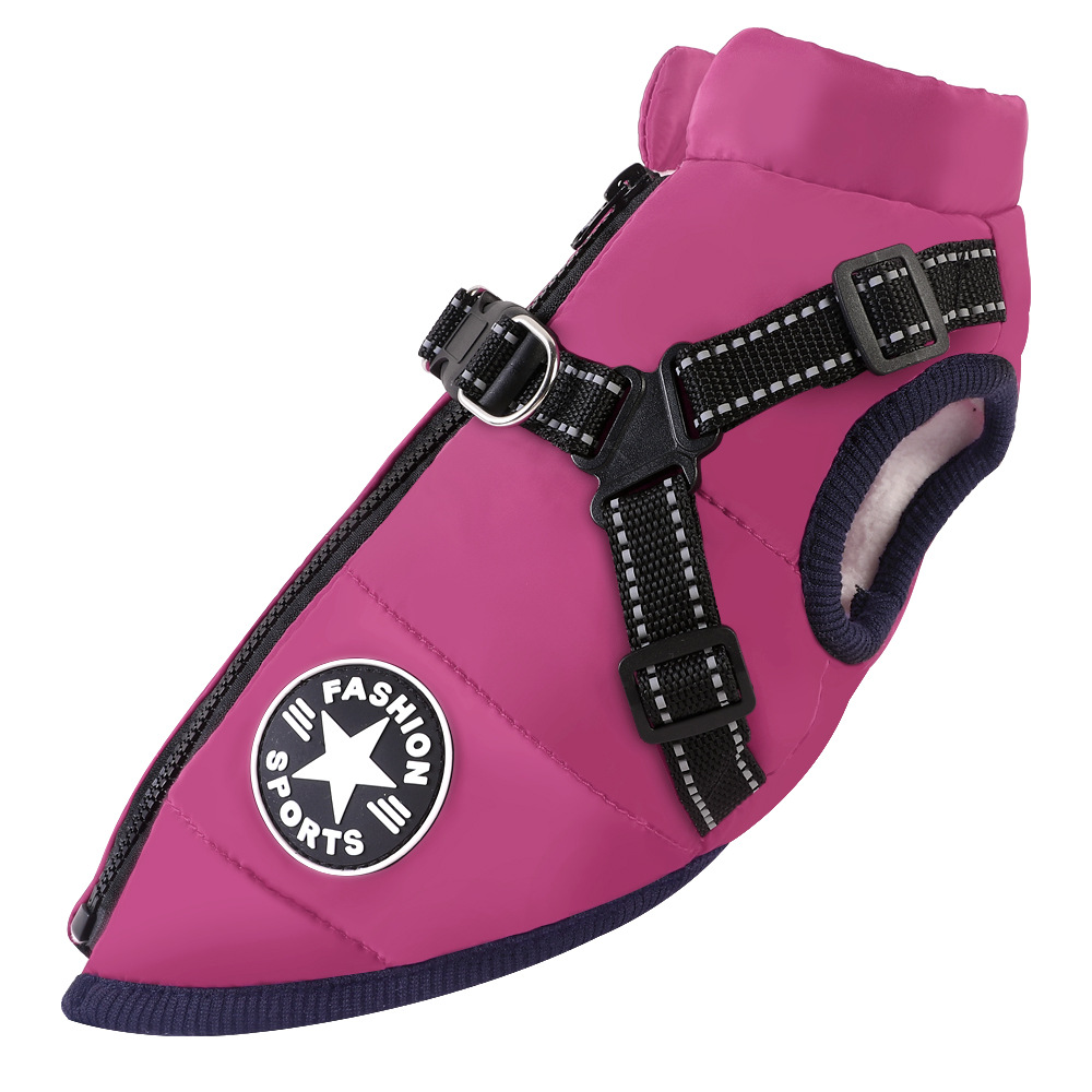 Pet clothing waterproof and warm dog cotton coat winter skiing suit chest and back integrated cotton vest — image 7