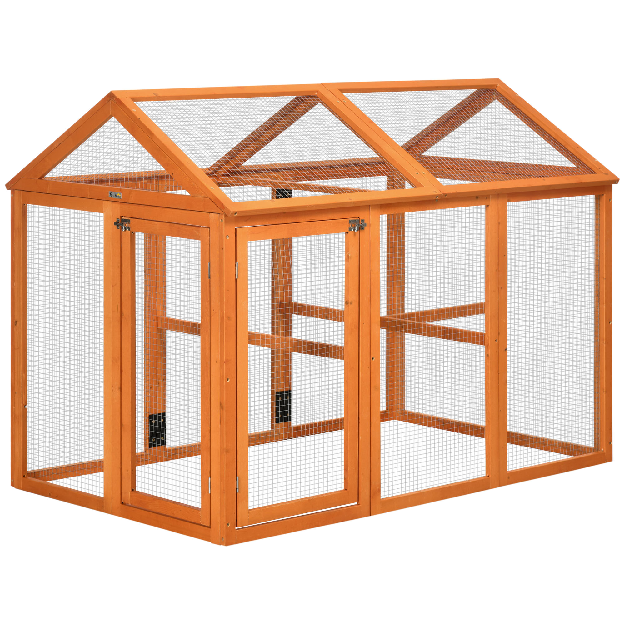 PawHut Galpón para Pollos, Madera Grande con Diseño Combinable y Perchas, Ideal para Exterior, Jardín de Patio o Granja, 4.6' x 2.8', Naranja — imagen 1