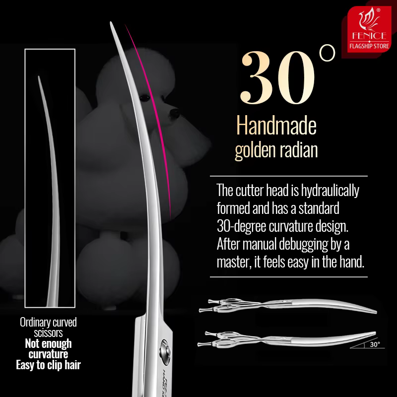Fenice 6//6.5/7/7.5 Inch Professional Pet Dogs Grooming Scissors Set Straight & Curved & Thinner & Chunker Shear Scissors — image 3