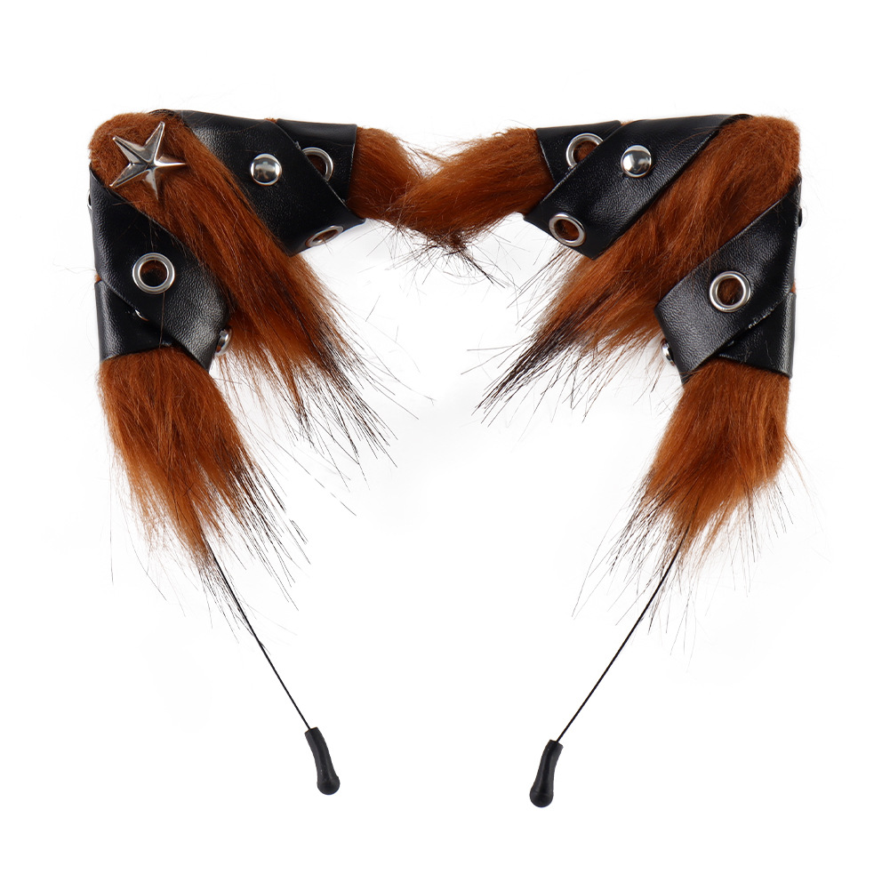 Auriculares de Orejas de Animal Punk Estilo de Cuero para Fiesta de Halloween — imagen 4