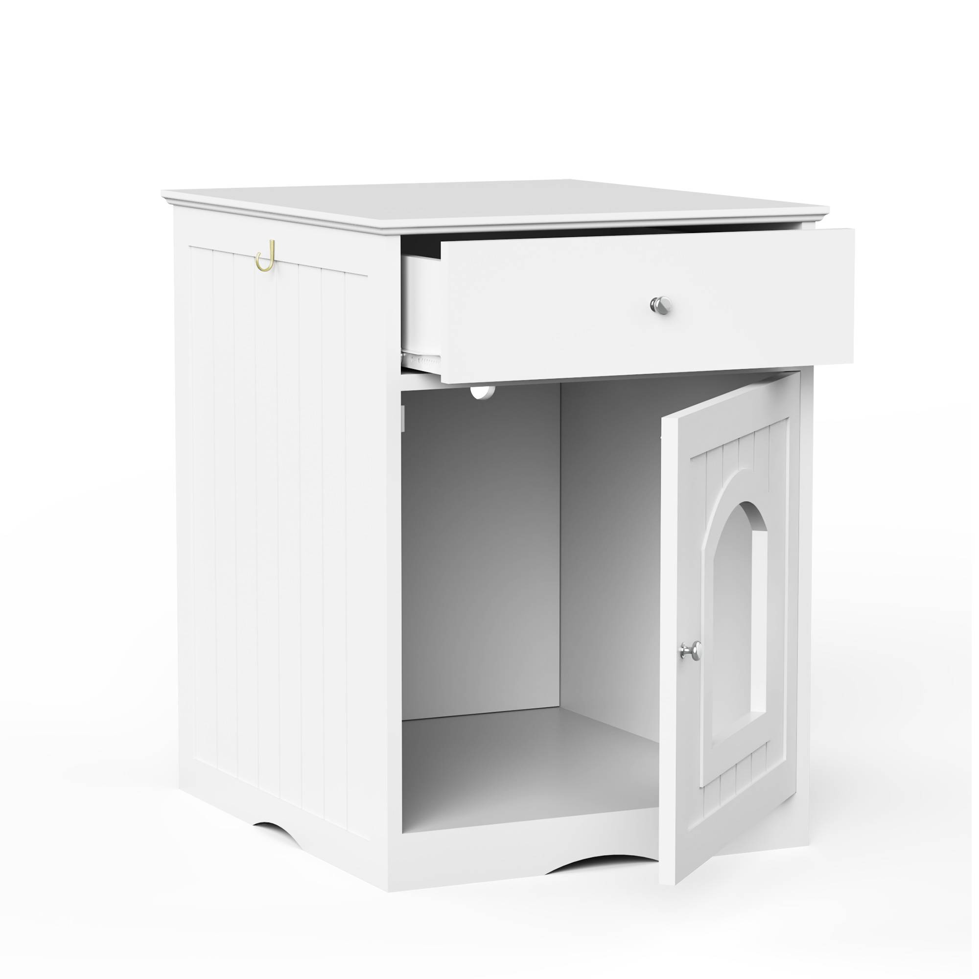 Wooden Pet House Cat Litter Box Enclosure With Drawer Side Table Cat Home Nightstand — image 4