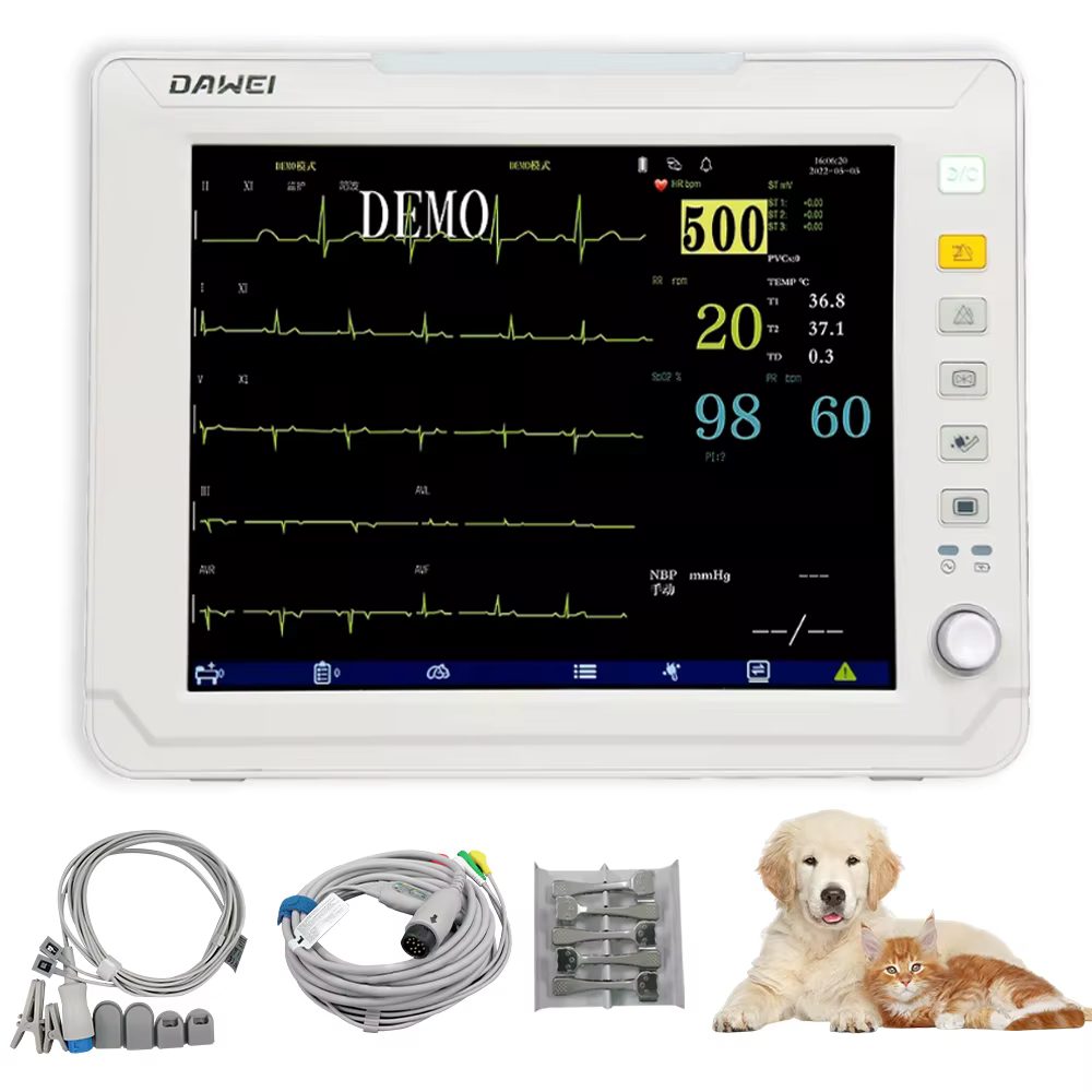Portable Veterinary Monitor 6 Parameter, 12.1" LCD Big Screen Vet Patient for Pet Dogs Cats Animal Clinic — image 1