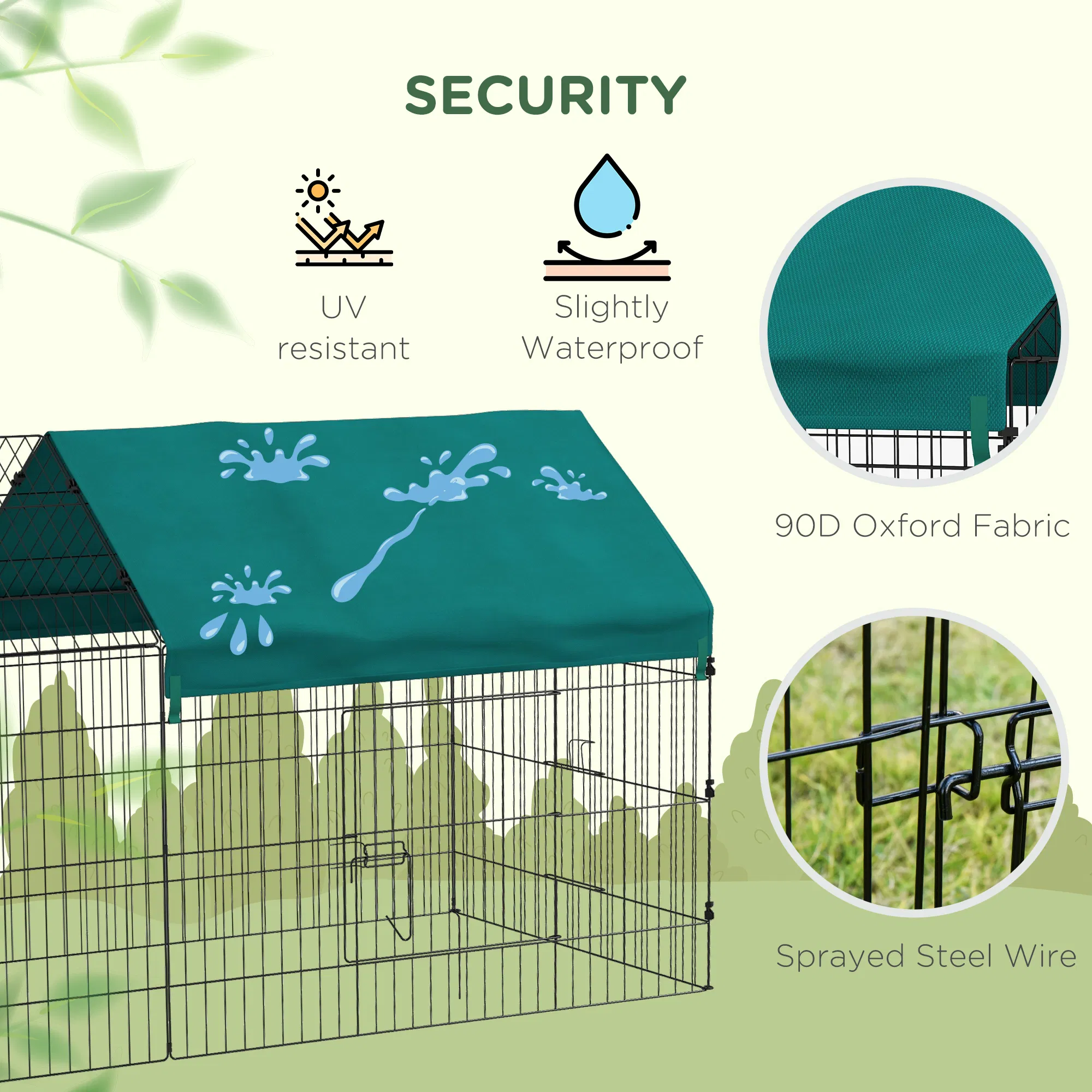 87" Small Animal Cage with Roof, Indoor/Outdoor Use, for Chicken, Rabbits, Chinchillas, Green — image 4