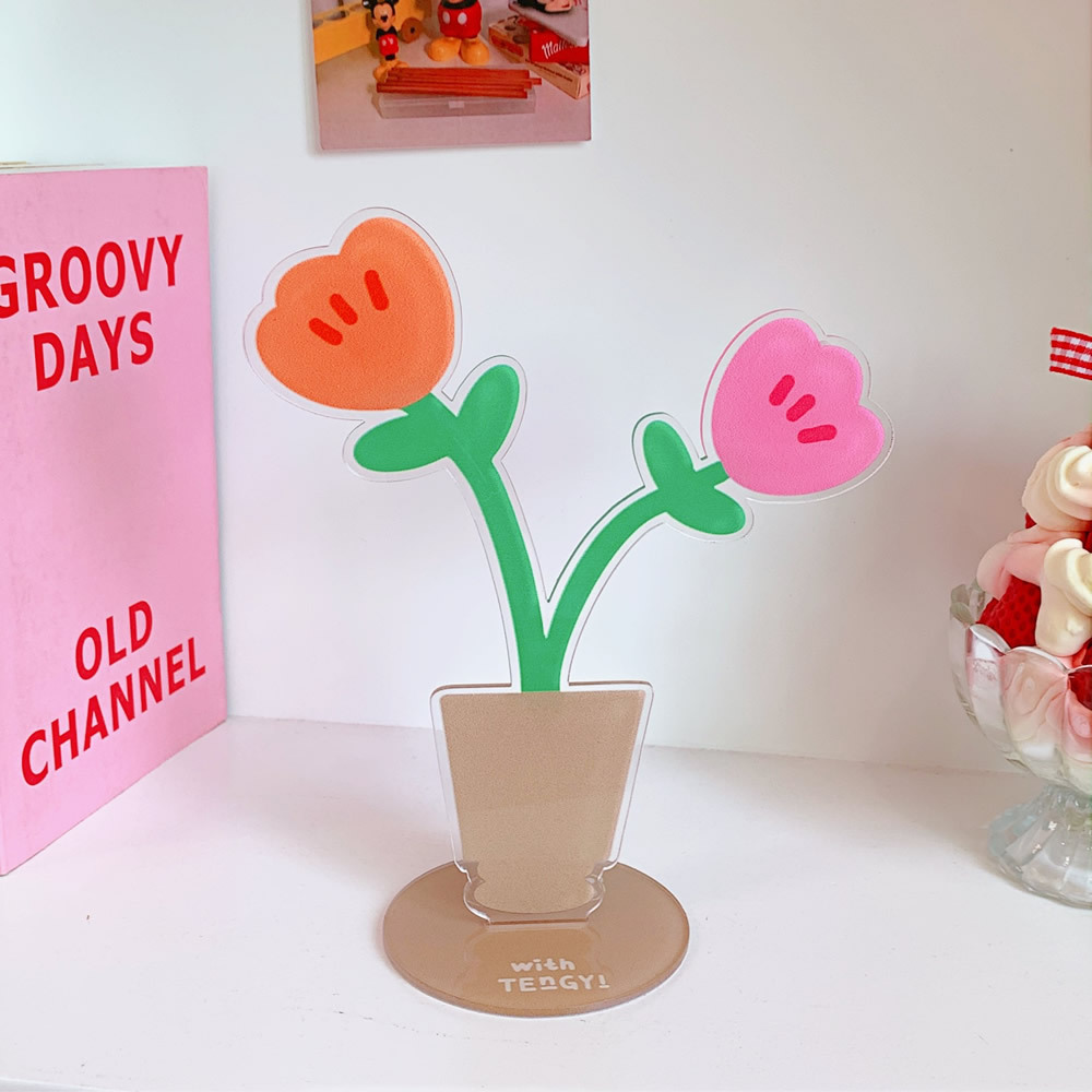 Creative Desktop Flower Decoration Cute Cartoon Acrylic Folder Sweet Soft Cute Bear Rabbit Multi-Function Note Holder — image 6