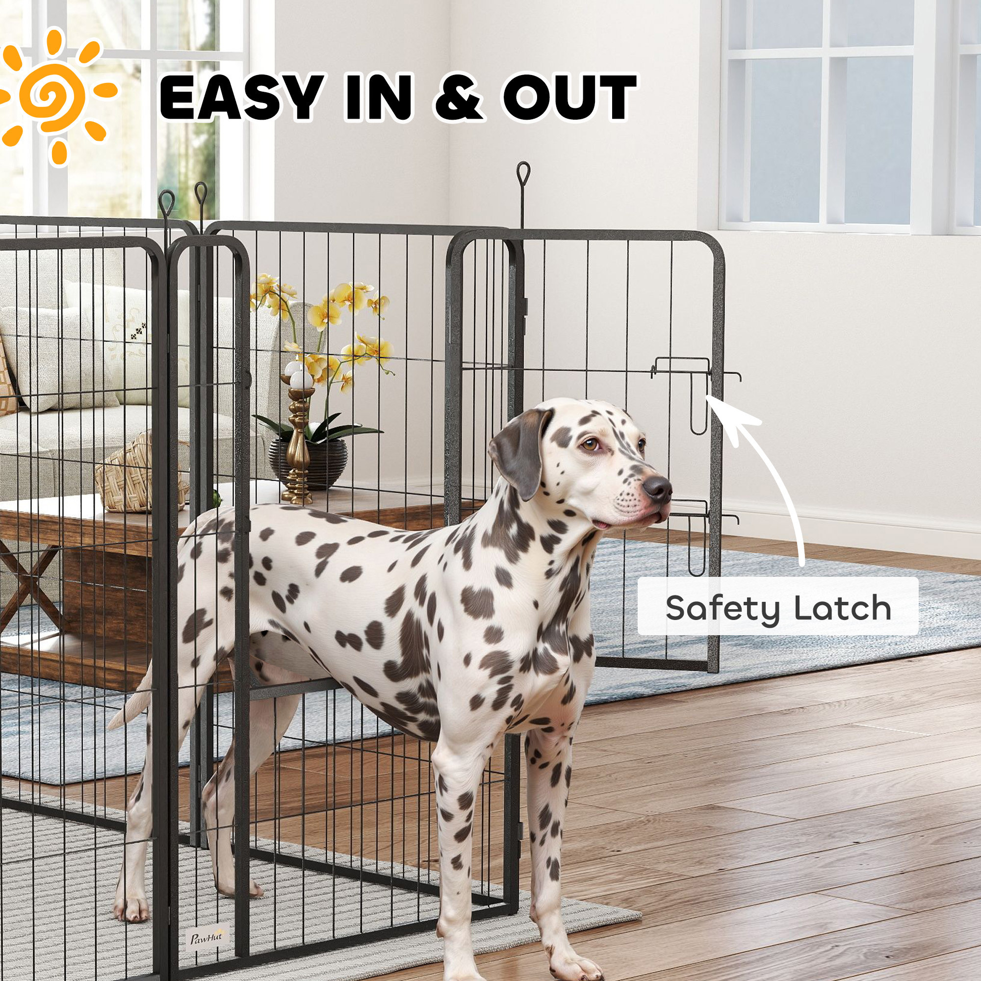 Caja de Ejercicio para Perros, Jaula de Almacenamiento para Mascotas, 8 Paneles Metálicos para Canes Medianos y Grandes, Negro — imagen 2
