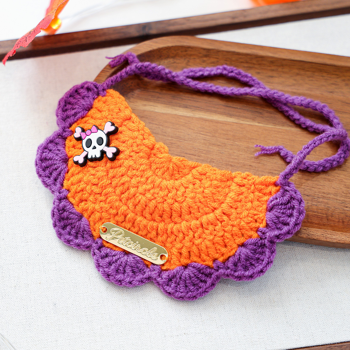 Pet Hair Yarn Gold Label Bandana for Cats and Dogs, Halloween Decorative Neckwear — image 3