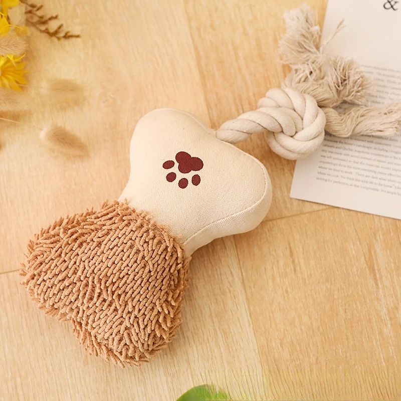 Pet Cotton Rope Toy Dog Sound Canvas Molar Teeth Cleaner Bite-resistant Rope Knot Training Dog Toys Dog Toothbrush Dog Toys — image 1