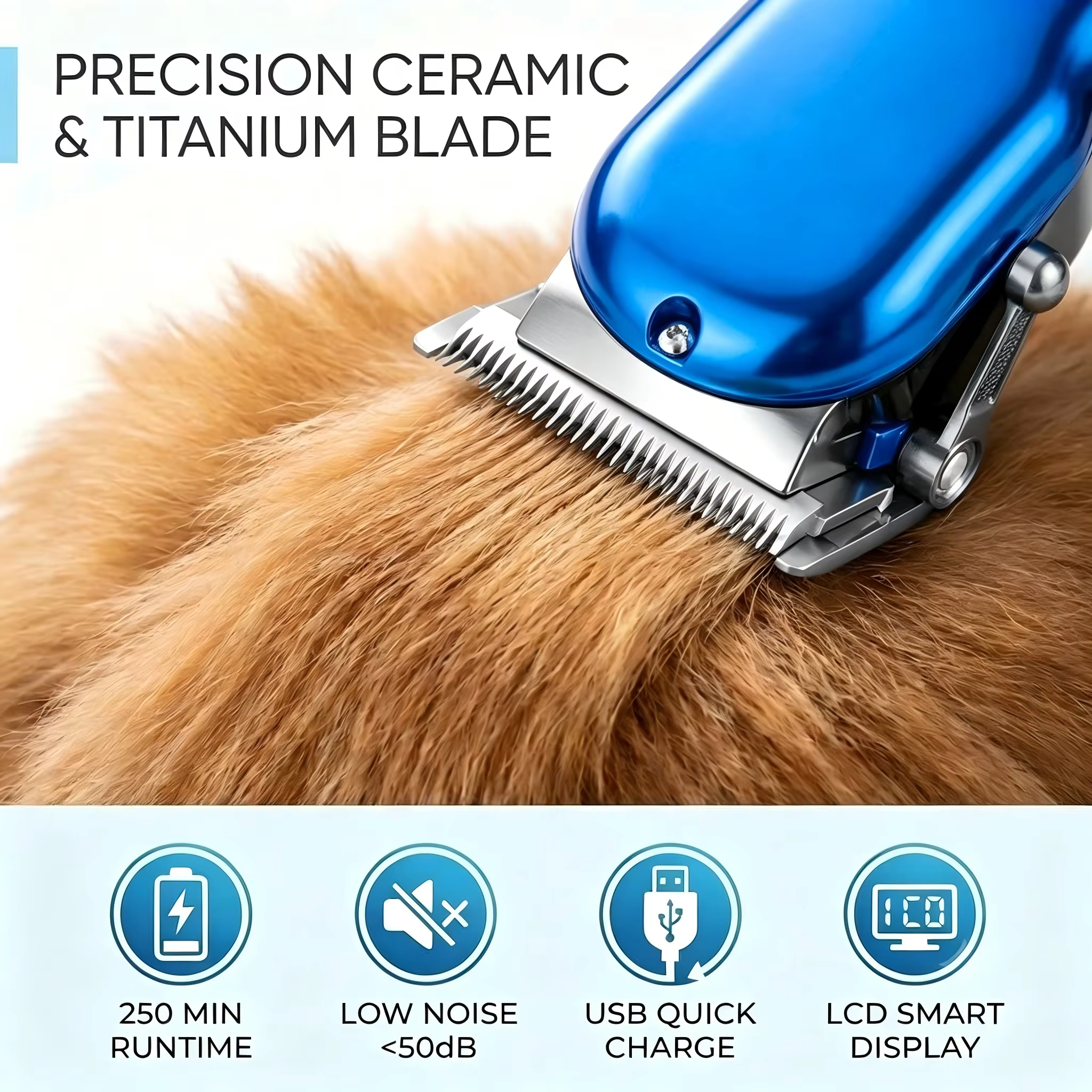 Pet Dog Cat Hair Clipper Grooming Kit USB Rechargeable Cordless Electric Trimmer LCD Display Ultra‑Quiet Low Noise for Pets — image 2