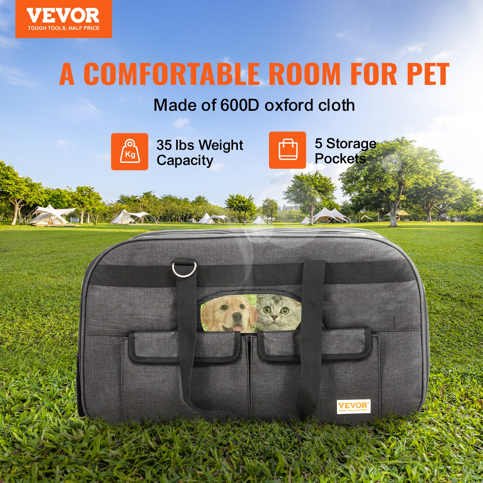 Cat Carrier With Wheels, Rolling Pet Carrier With Telescopic Handle And Shoulder Strap, Dog Carrier With Wheels For Pets Under 35 Lbs, With 1 Folding Bowl, Black — imagen 4