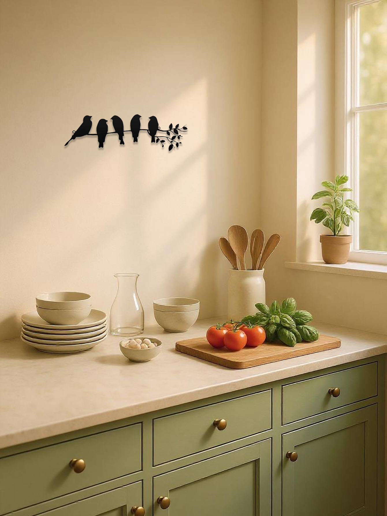 Arte de Pared con Pájaros en Metal, Decoración de Madera con Aves — imagen 4