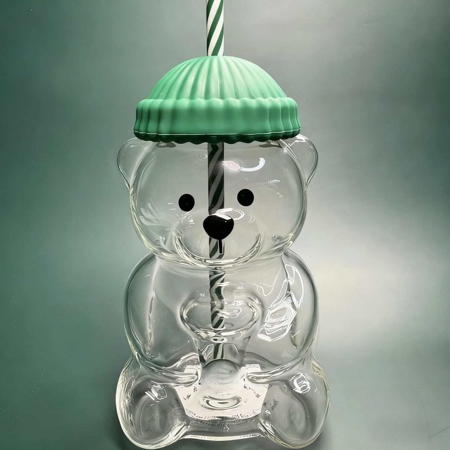 Vaso de Cristal con Popote Osito Bearista, Vaso de Cristal en Forma de Oso con Popote — imagen 3