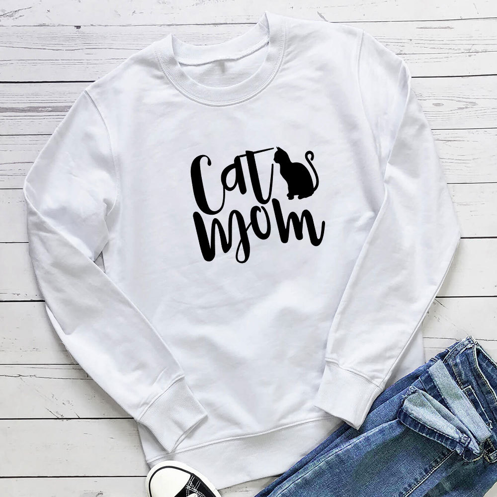 Cat Mom Printed Round Neck Hoodie — image 2