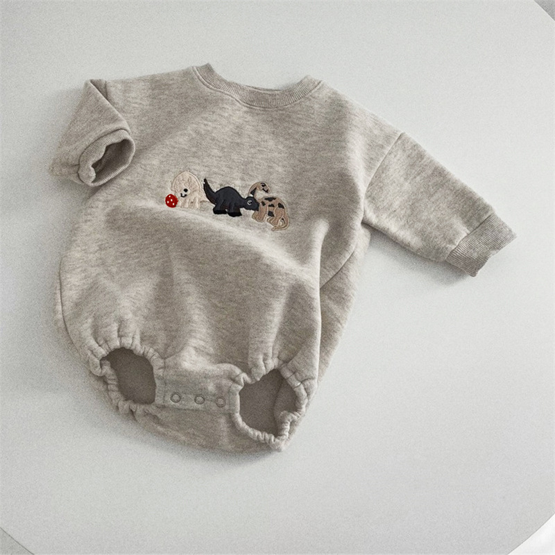 Dinosaur embroidery fleece bag fart hoodie crawling suit — image 3