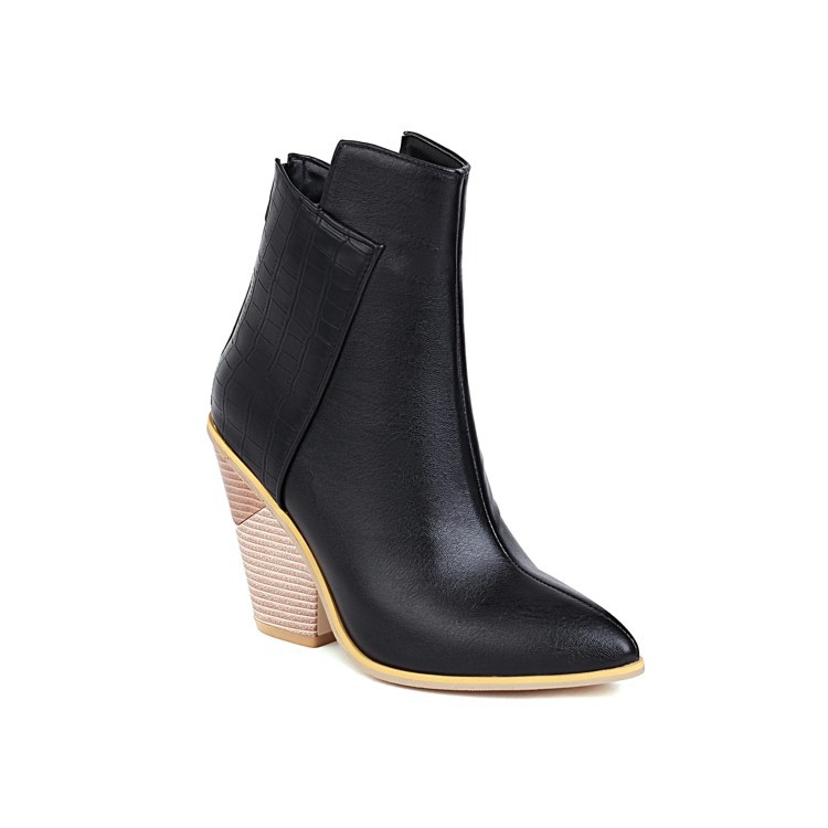 40-48 Coffee Rain Women's Boots Snake Print Colorblock High Heel Ladies Short Boots — image 8