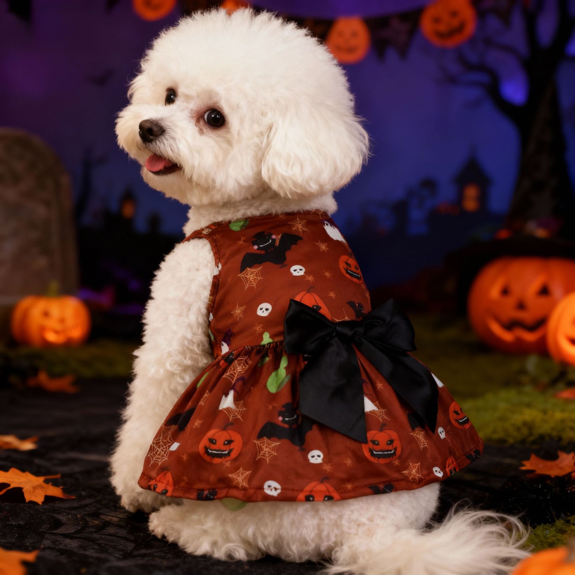 Pet Halloween Costume Dog Clothes Pumpkin Dress Bat Dress Festival Bat Outfit for Dogs — image 8
