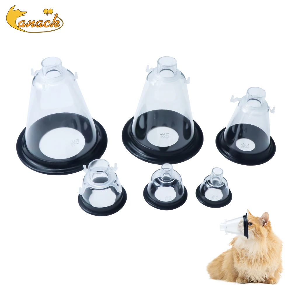 Mascarilla de Anestesia para Animales Grado Médico PVC Domo Transparente con Anillo de Fijación de Película Protectora de Silicona para Equipo Veterinario