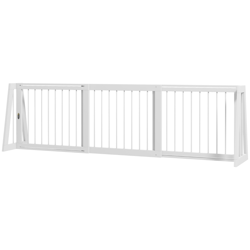 Reestanding Wooden Pet Gate With Support Feet & Non-Slip Mats For Indoor, Stairway, Doorway, White — imagen 8