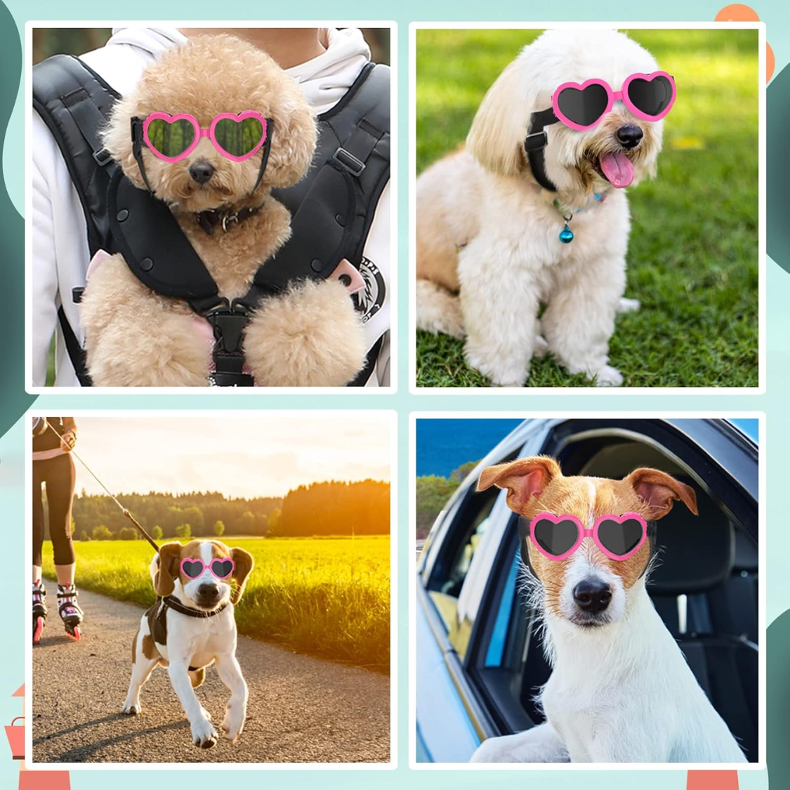 Gafas de Sol para Perros Pequeños Protección UV Corazón — imagen 6