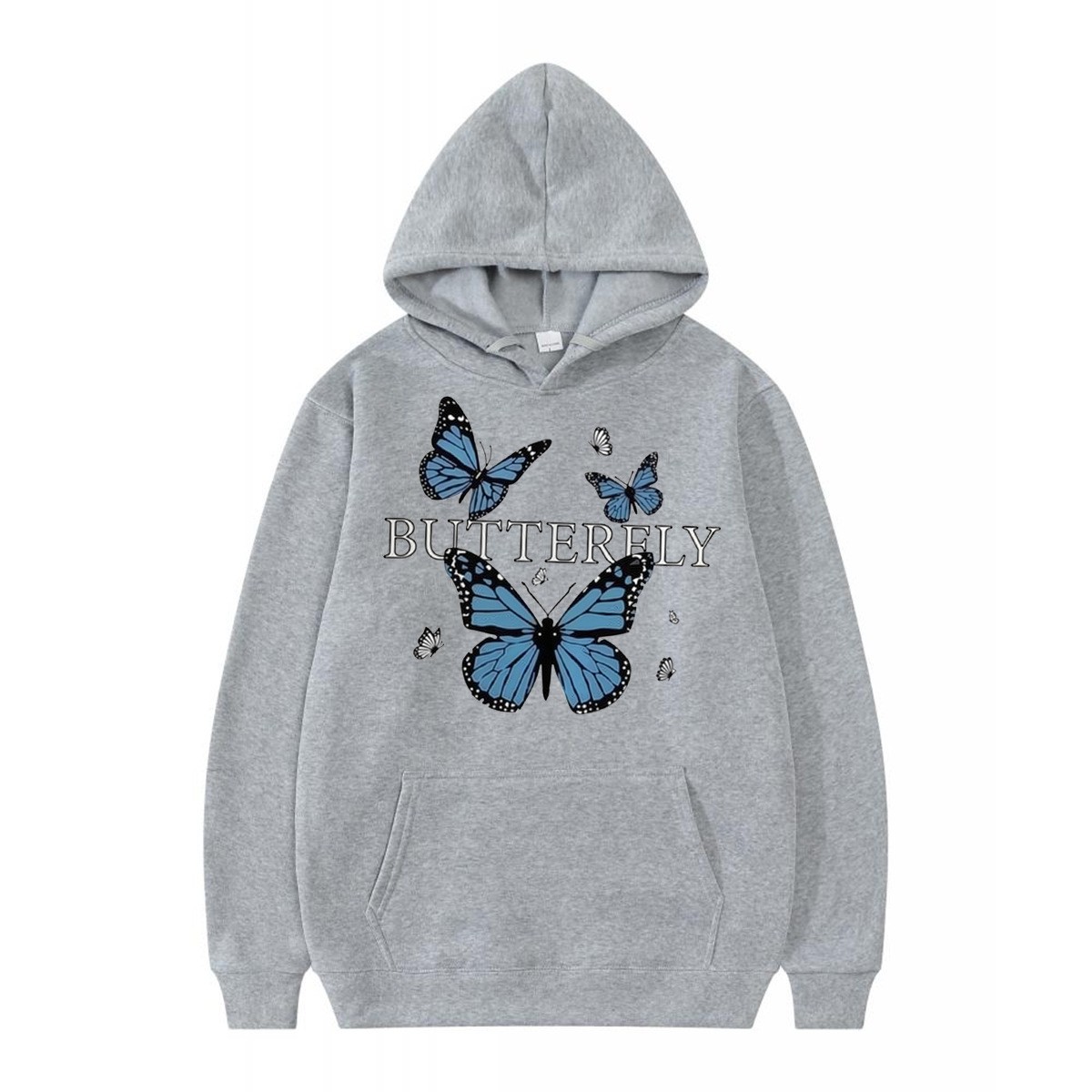 Hooded Sweatshirt with Butterfly Print Fun Pattern Casual Sporty Style — image 11