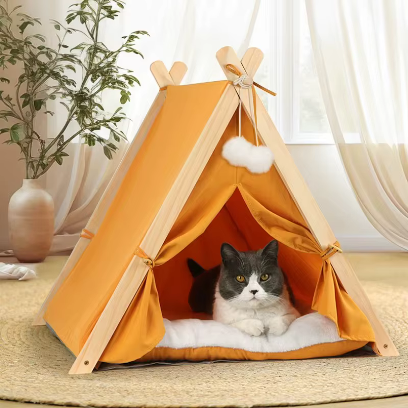 Casa de Paja para Mascotas Reversible y Portátil: Refugio Cómodo y Respirable para Gatos y Perros con Manta Espesa — imagen 2
