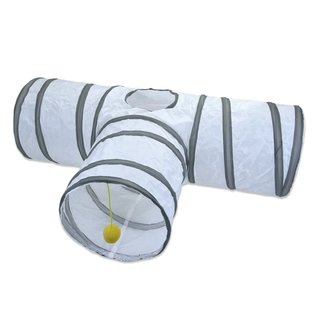 White Cat Tunnel Pet Supplies Funny Kitten Toys Foldable Toys For Cat Pet Training Interactive Fun Toy Play Tunnel Tube — image 5
