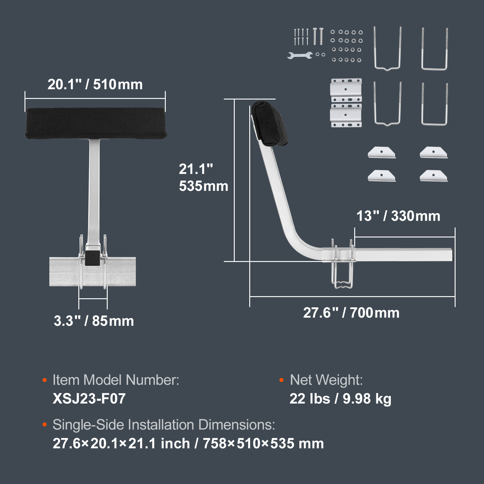 Asistente de remolque marino VEVOR, guías ajustables en flexión, pares de soportes robustos de acero duradero, guía de rodillo resistente, adecuado para lanchas de esquí, pesca o vela 20 — imagen 6