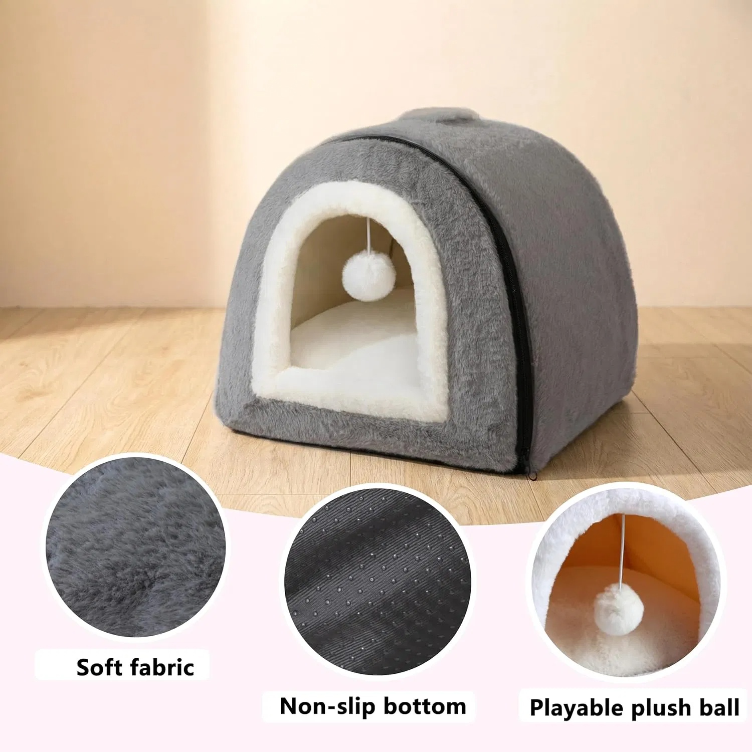 Caja de Descanso para Gatos Domésticos Reversible - Refugio Acogedor con Base Antideslizante y Resistente al Agua — imagen 9