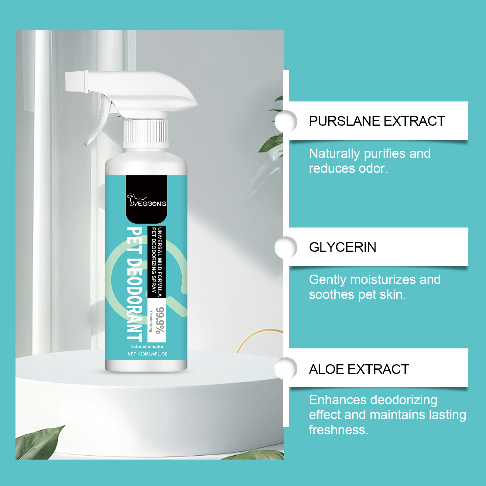 Spray de Odor para Mascotas, Eliminador de Olor para Perros y Gatos, Instantáneamente Elimina Malos Olores para Camas de Mascotas, Alfombras y Superficies del Hogar, 120ML — imagen 3