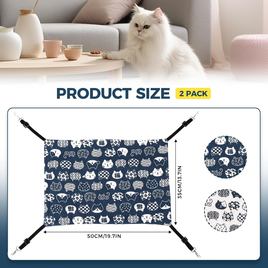 Cat Hammock For Cage Hanging Reversible 2Pack, Pet Hammock Bed Adjustable, Soft Sleeping Hammock For Cats, Ferret, Puppy, Rabbits, Small Animals — image 4