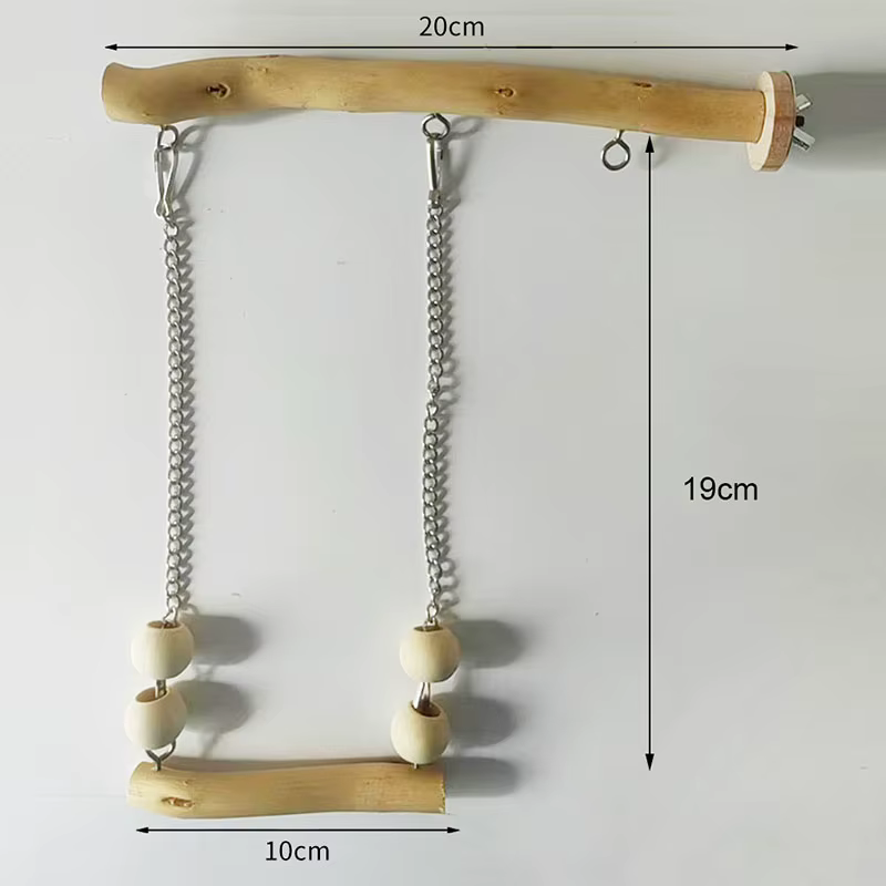 Natural Wood Pet Parrot Toy Bird Swing Exercise Climbing Standing Wooden Toys Pet Parrot Macaw Hammock Bird Toy — image 4