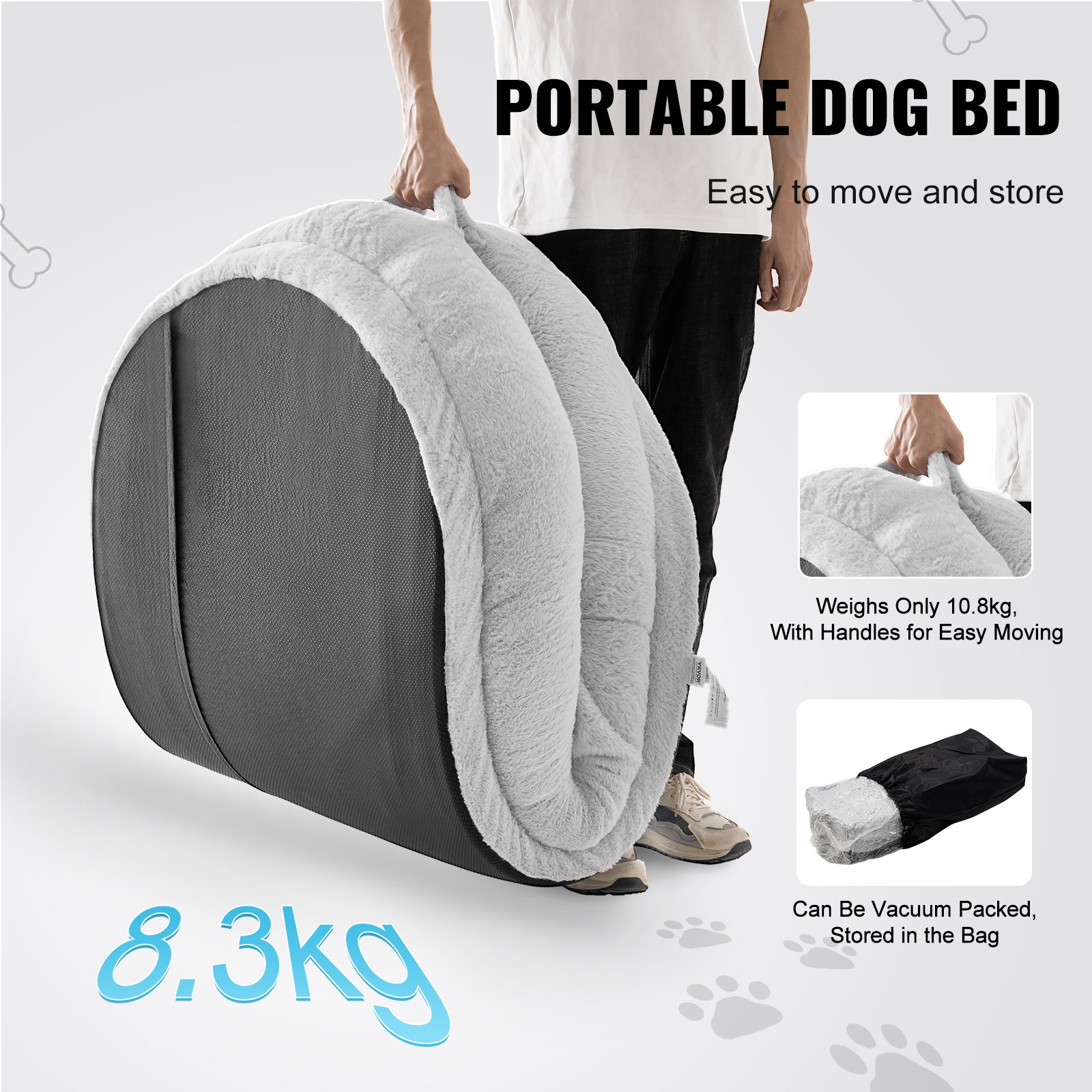 Cama para Humanos y Perros Grande 68x35x10in Felpa de Coniglio Real Sintética Limpiable — imagen 5