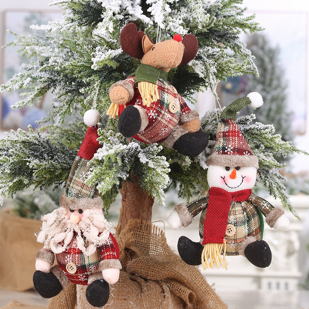 Elderly Doll Button Ball Doll Christmas Pendant Snowman Elk Pendant Gift — image 5