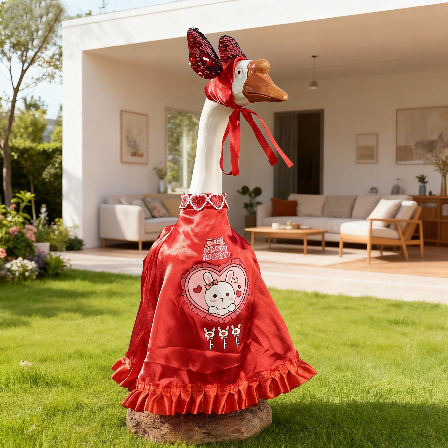 Decoración de Ganso Blanco para Pórtico de Navidad y Pascua, Cambiable con Concha de Conejo — imagen 7