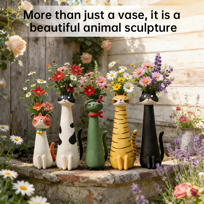 Vaso de Gato Creativo - Portador de Flores Secas para Escritorio, Accesorio Decorativo para Hogar/Oficina, Universal para Ramilletes Pequeños — imagen 12