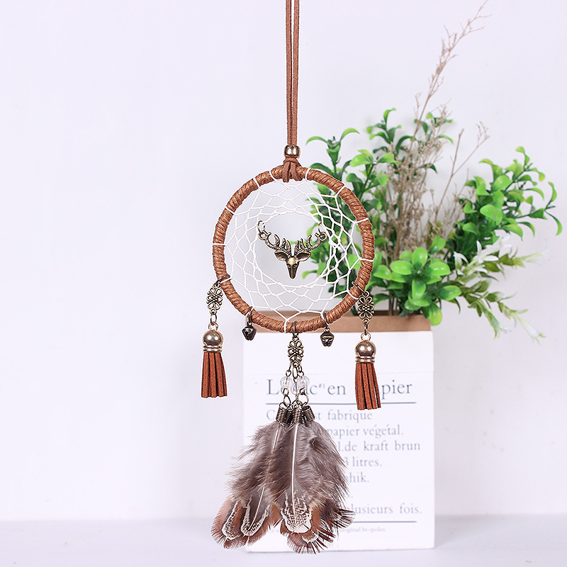 Car Pendant Deer Head Dream Catcher Car Creative Car Interior Decoration Rearview Mirror Pendant — image 3