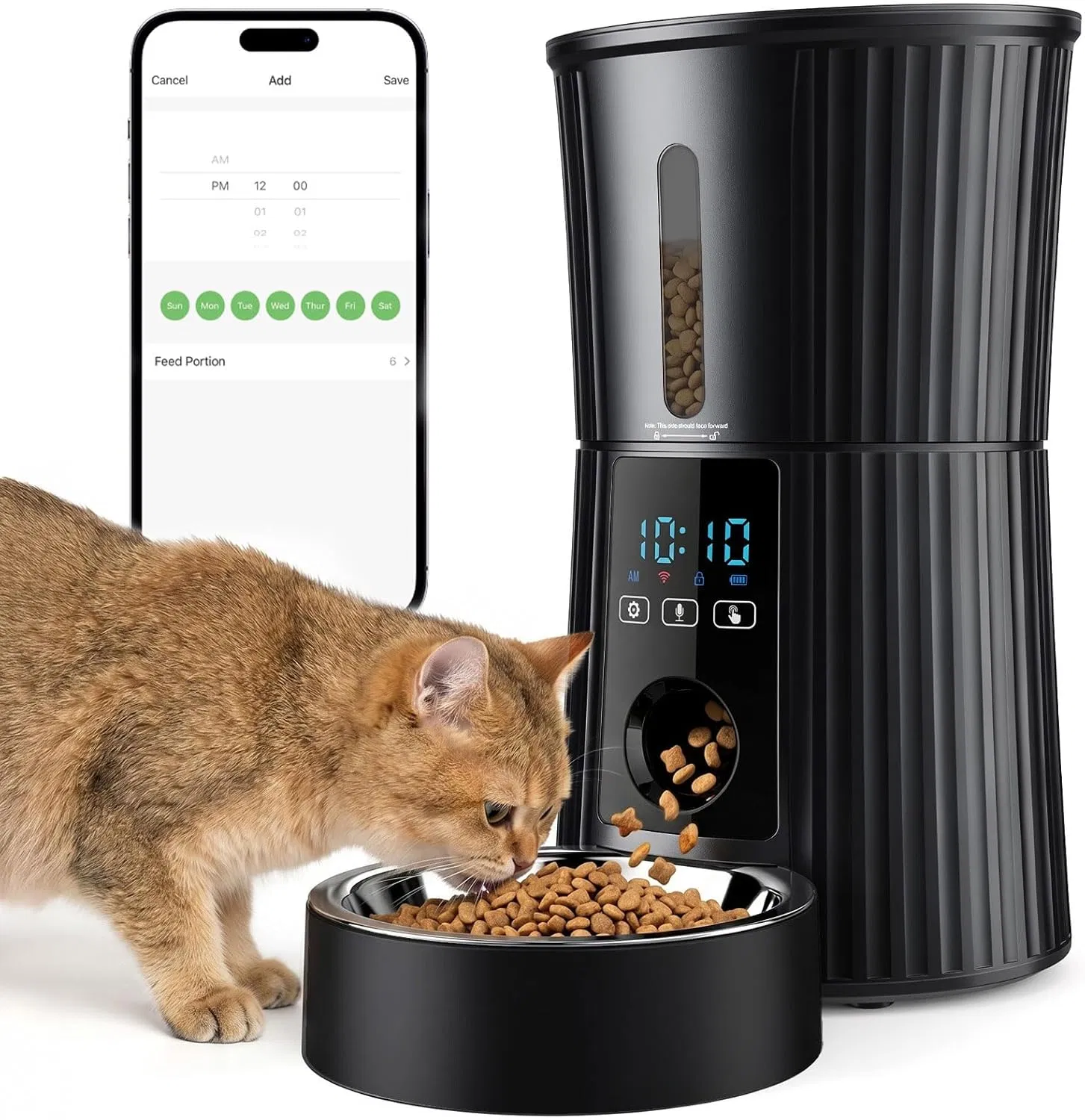 Intelligent feeder, equipped with WiFi application control function, a 4-liter capacity intelligent pet food dispenser specifically for cats and dog — image 1