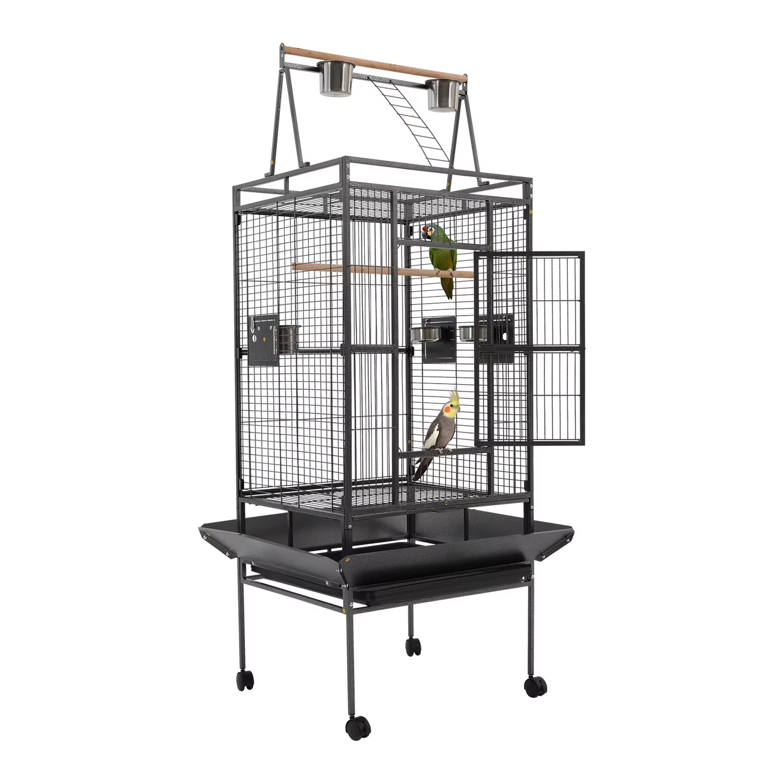 Cage de Rollado Grande para Loros con Ruedas Bloqueables, Hogar Metálico Espacioso para Aves de Medio Tamaño, Jaula Segura para Loros en Indoors y Outdoors — imagen 2