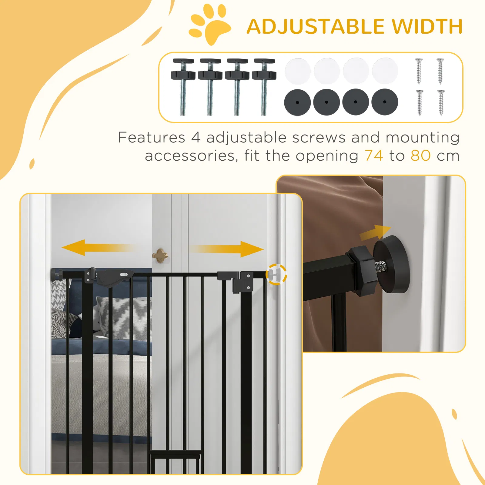 36" Easy Open Indoor Dog Gates for Doorways, House, Stair - Black — image 4
