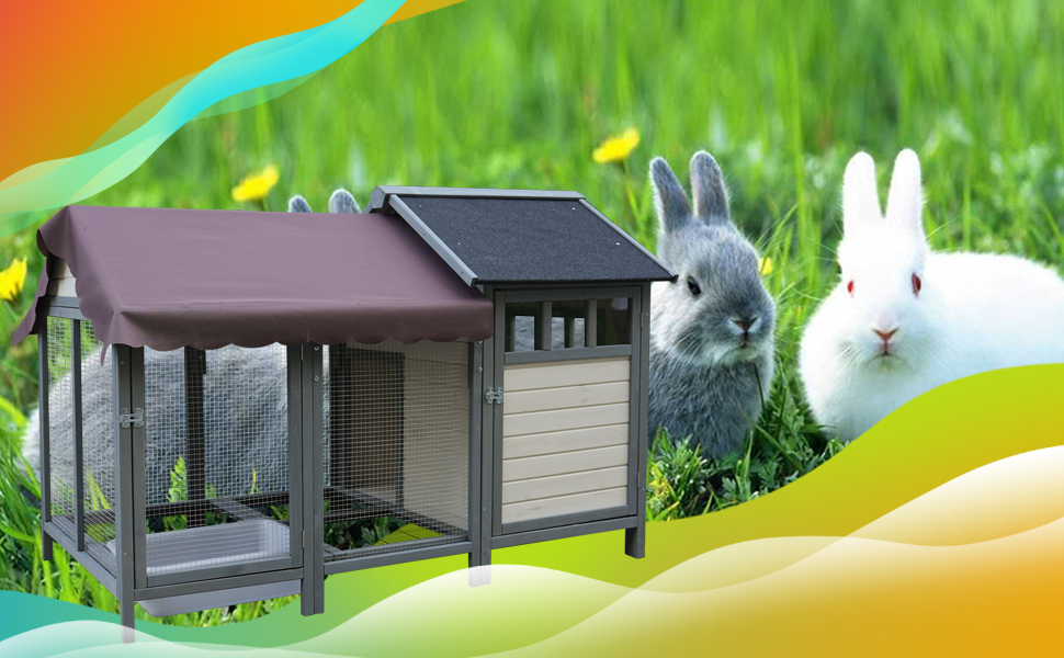 Large Outdoor Chicken Coops, Wooden Chicken Coops With Brooding Boxes, Bird Cages, Can Accommodate 3 To 5 Chickens Rabbit Cages - Black Waterproof And Sun-protective Felt Roofs Dark Gray Beige — image 4