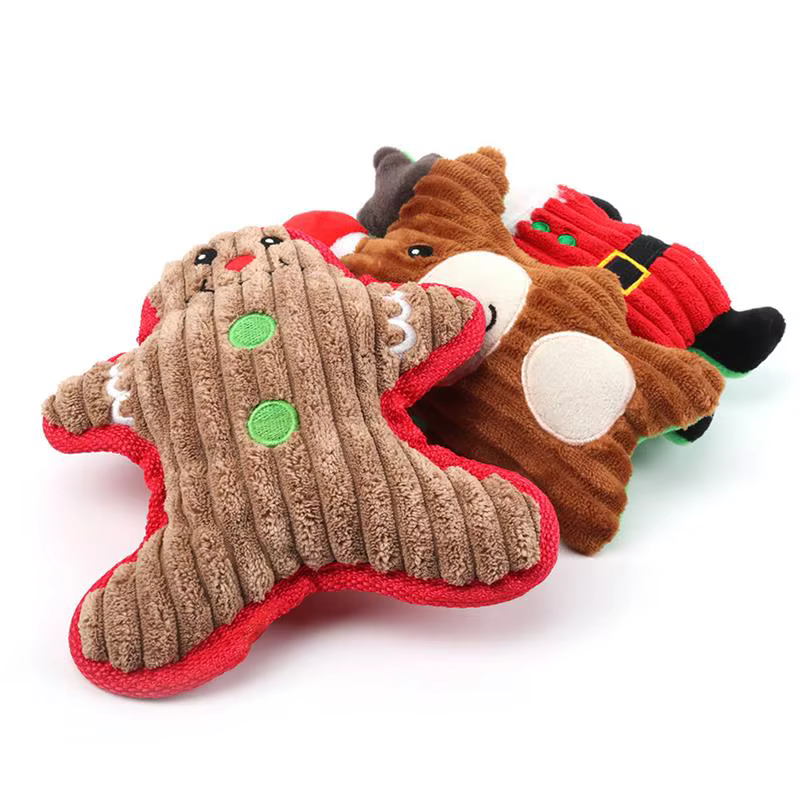 Christmas Santa Claus Pet Dog Toys Chew Squeaker Pet Plush Toys For Dogs Cute Biting Rope Sound Toys — image 5