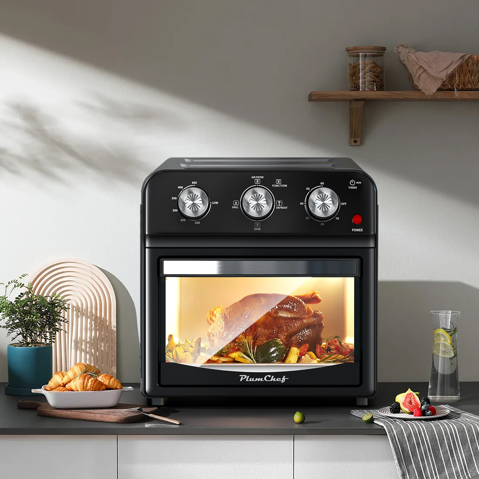 Freidora de Aire de 12.5 Qt con Cocción Multifunción Avanzada, Parrilla, Freír al Aire, Descongelar, Hornear, Preajustes para Papas Fritas, Pizza, Pollo, Pescado y Tostadas, Control de Doble Perilla, Prohibida la Reventa en Amazon — imagen 2
