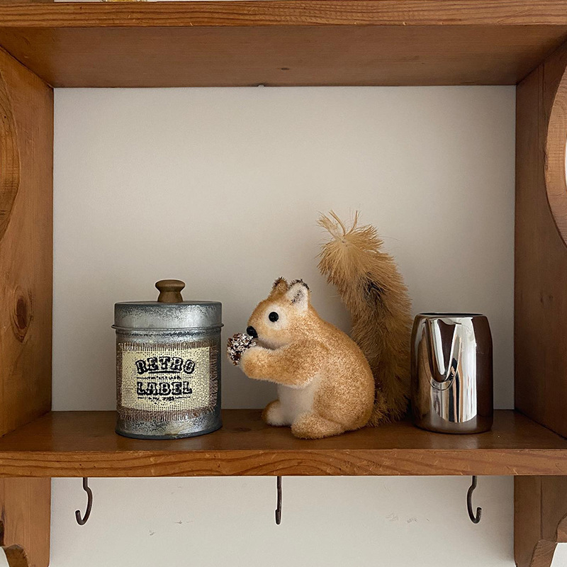 Christmas Decorative Artificial Squirrel Creative Plush Toy Figurine Decoration — image 4
