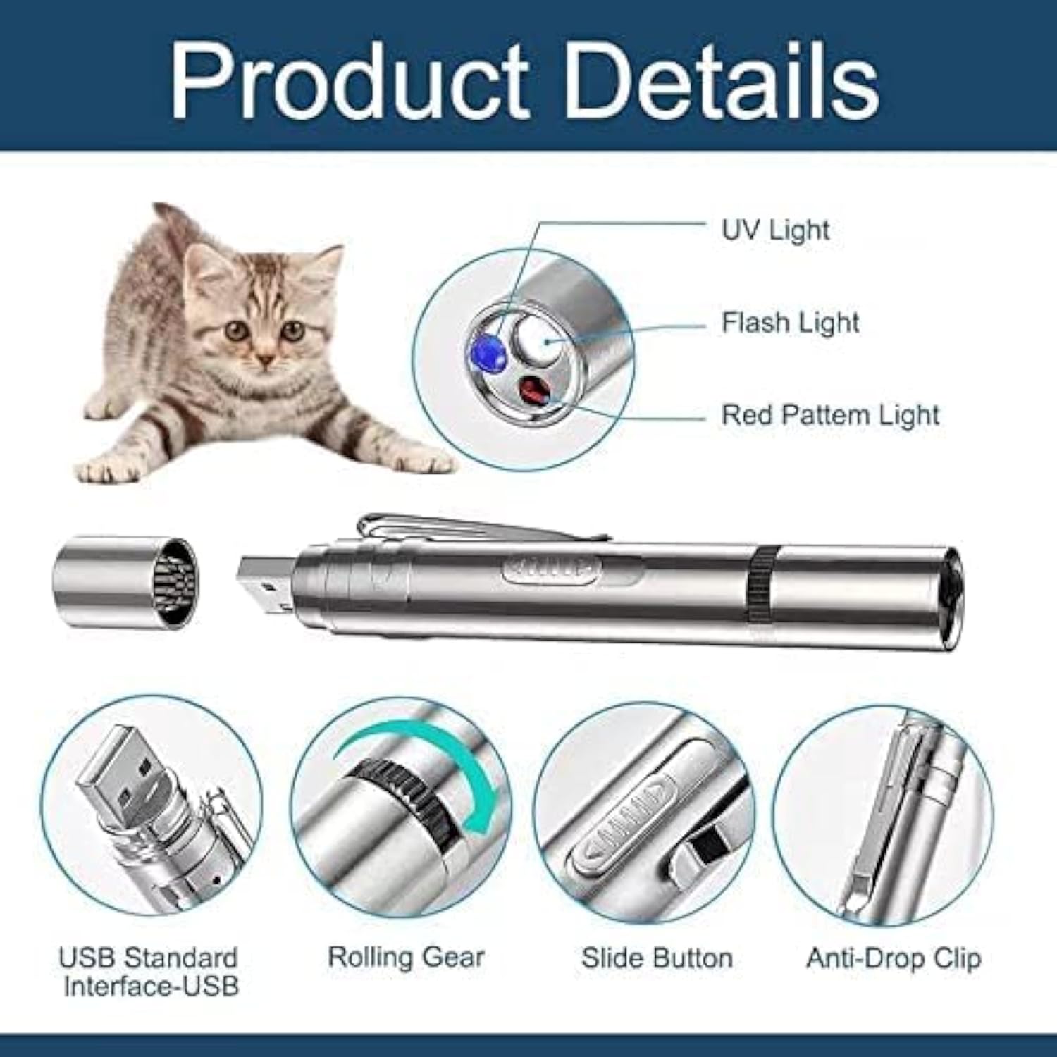 Cat Toy Pointer For Indoor Cat Mouse Toys Wand Light Pet Interactive Toys To Keep Cat Busy For Kitten Cat Dog Chase Play — image 2