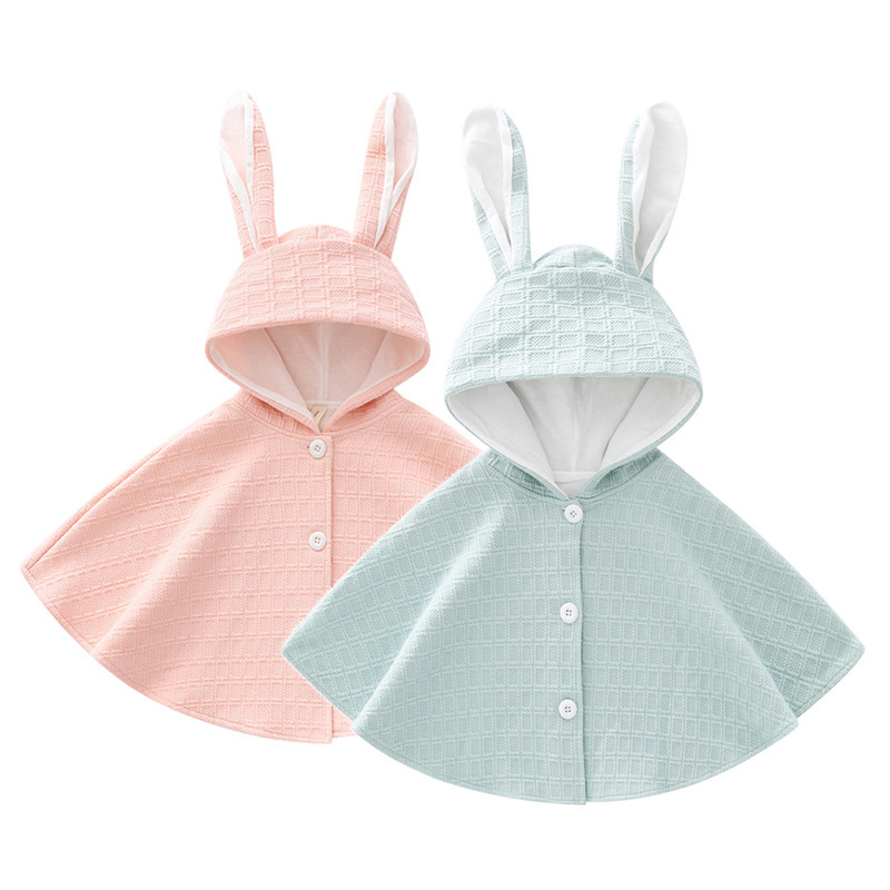 Children's Cloak with Bunny Ears, Cute Baby Poncho, Adorable Girls' Shawl, Toddler Outerwear Coat — image 1
