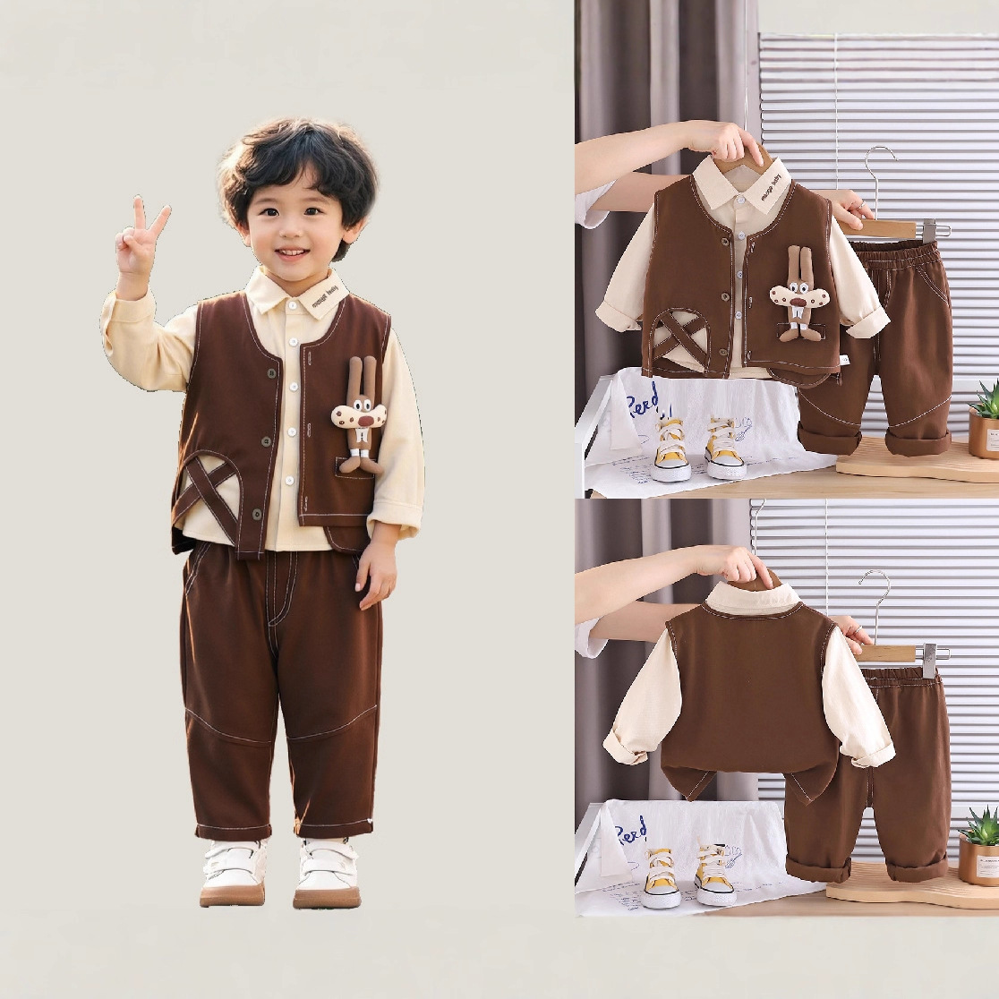 Spring Autumn 3-Piece Cotton Bunny Set for 0-4 Years Old Boys Girls — image 3
