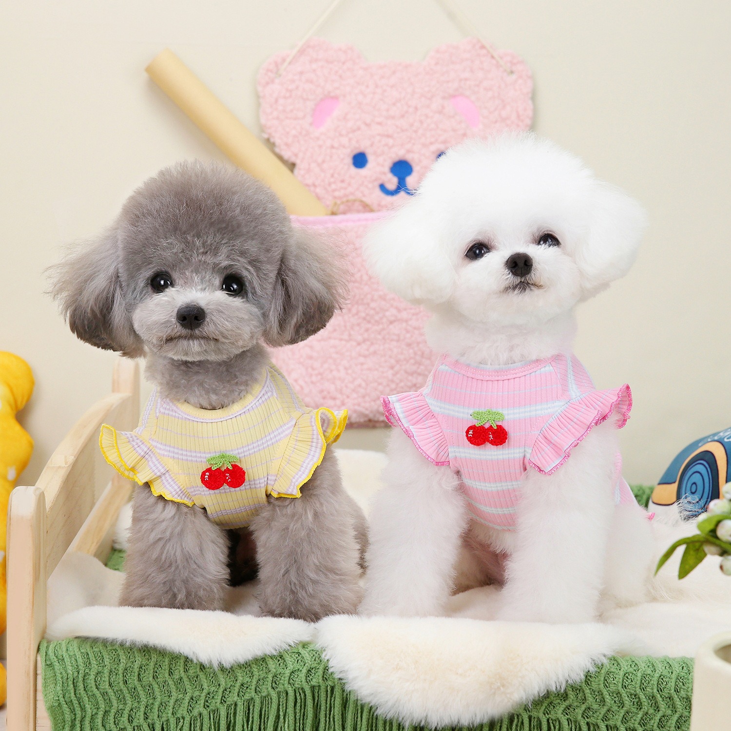 Spring/Summer Dog Clothing Little Cherry Flying Sleeves Tank Top — image 1