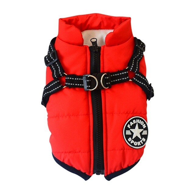Autumn Winter Pet Skiing Costume Sleeveless Cotton Padded Vest With Durable Chest Strap Harness Clothing Coat Supplies — image 8