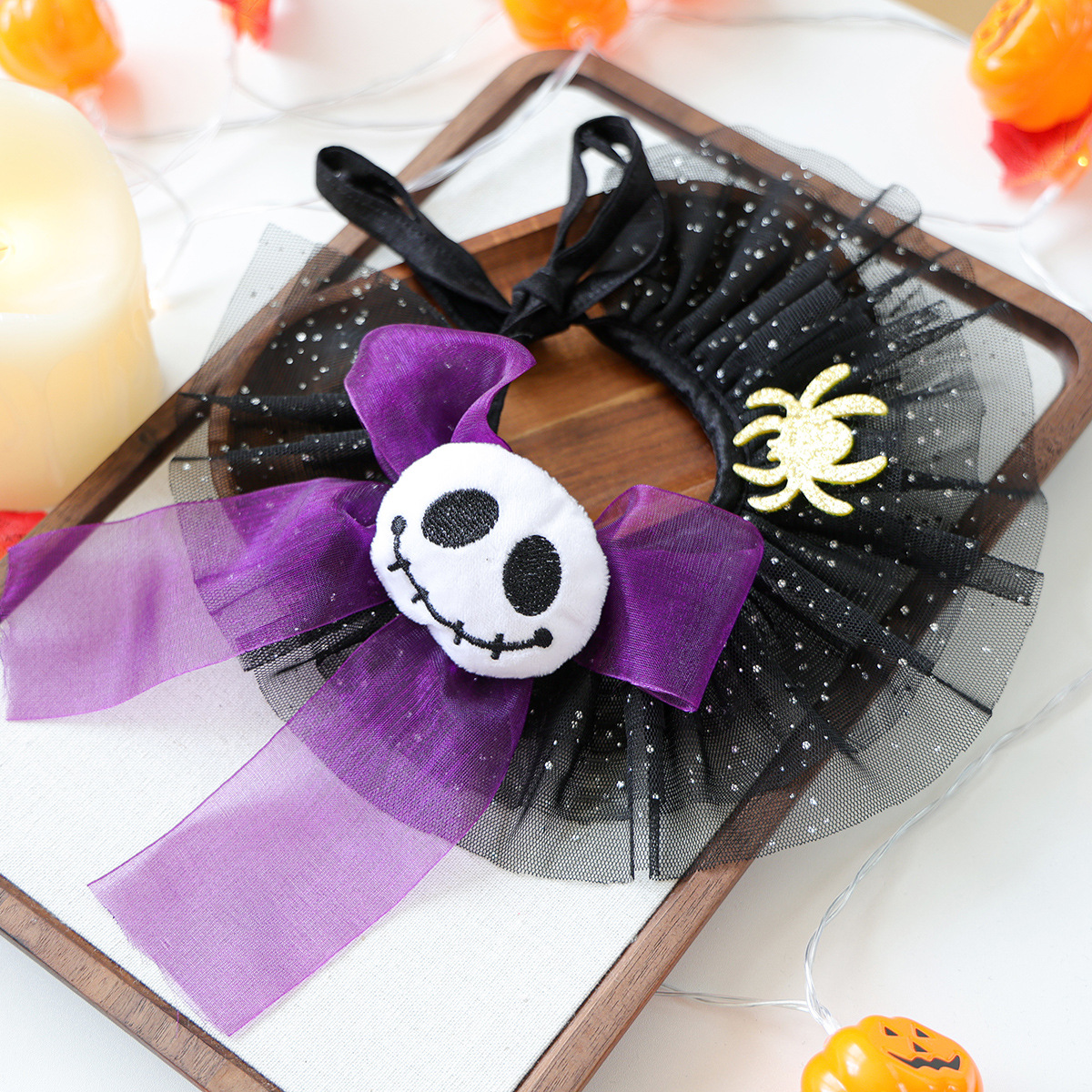 Bib de Goteo para Perros Pequeños con Disfraz de Brujo de Halloween — imagen 7
