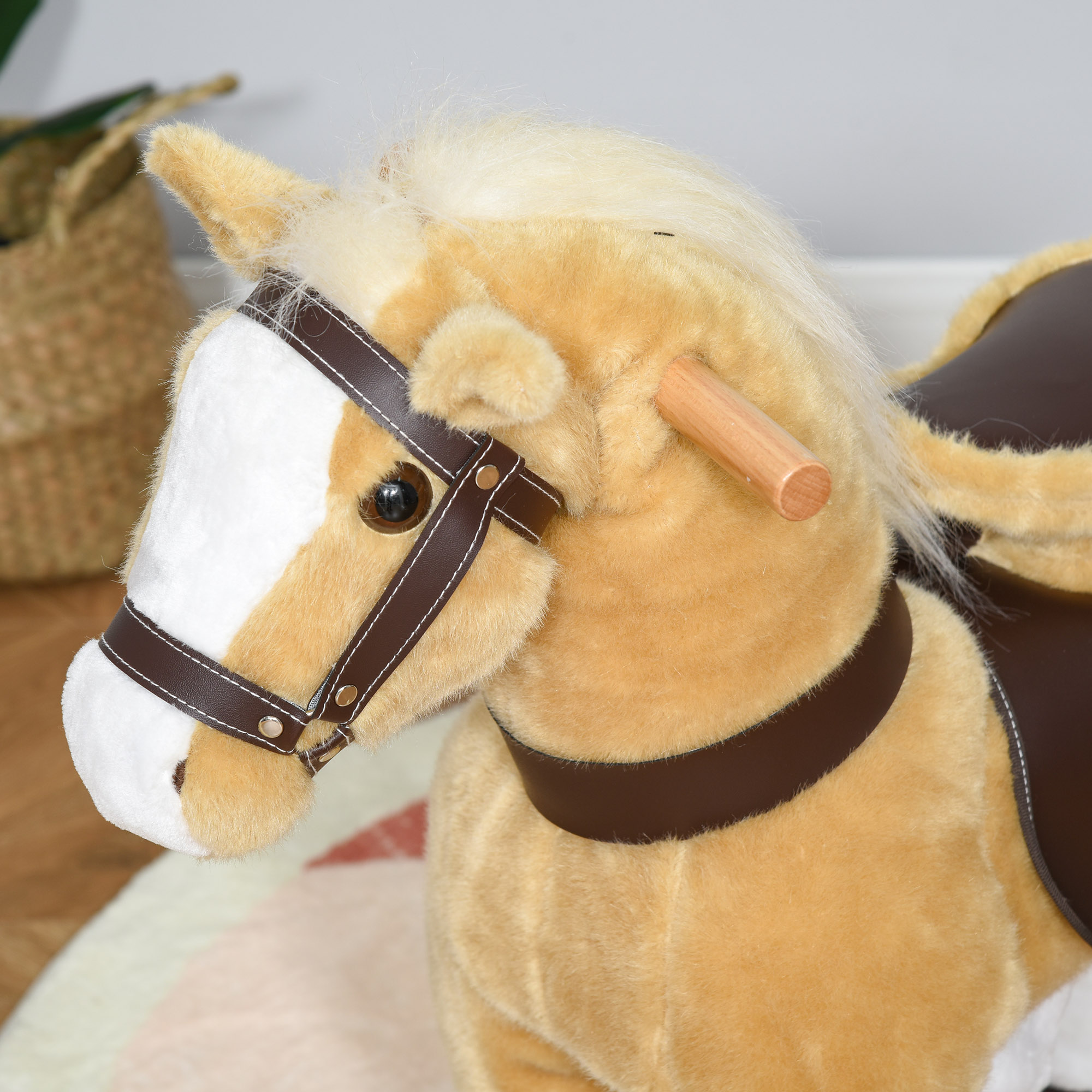 Caballo de Montar Plush, Caballo Andador para Niños con Ruedas, Edad 3-8 Años, Marrón Claro — imagen 7